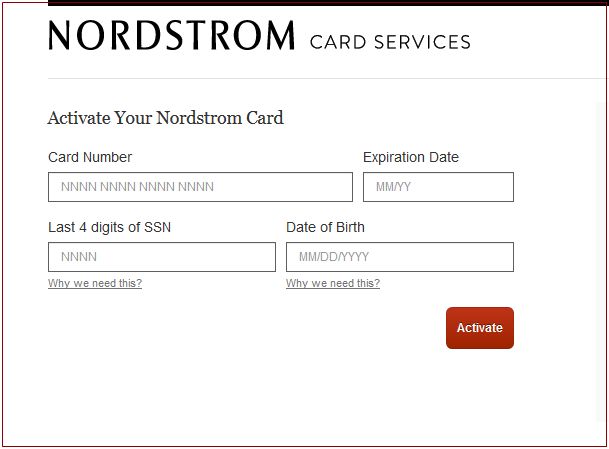 Nordstrom Credit Card Activate