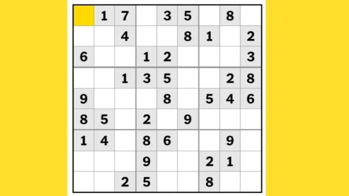 15 February 2024 NYT Sudoku Easy Puzzle, NYT Sudoku Easy Puzzle