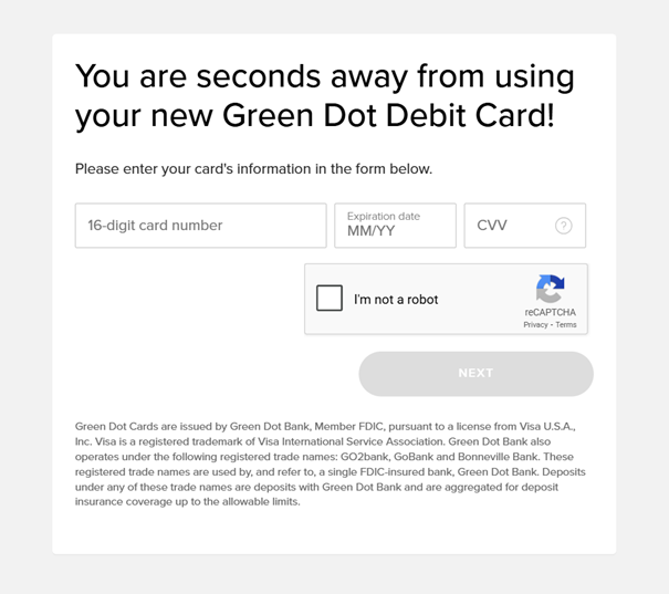 Activate Green Dot Card Online